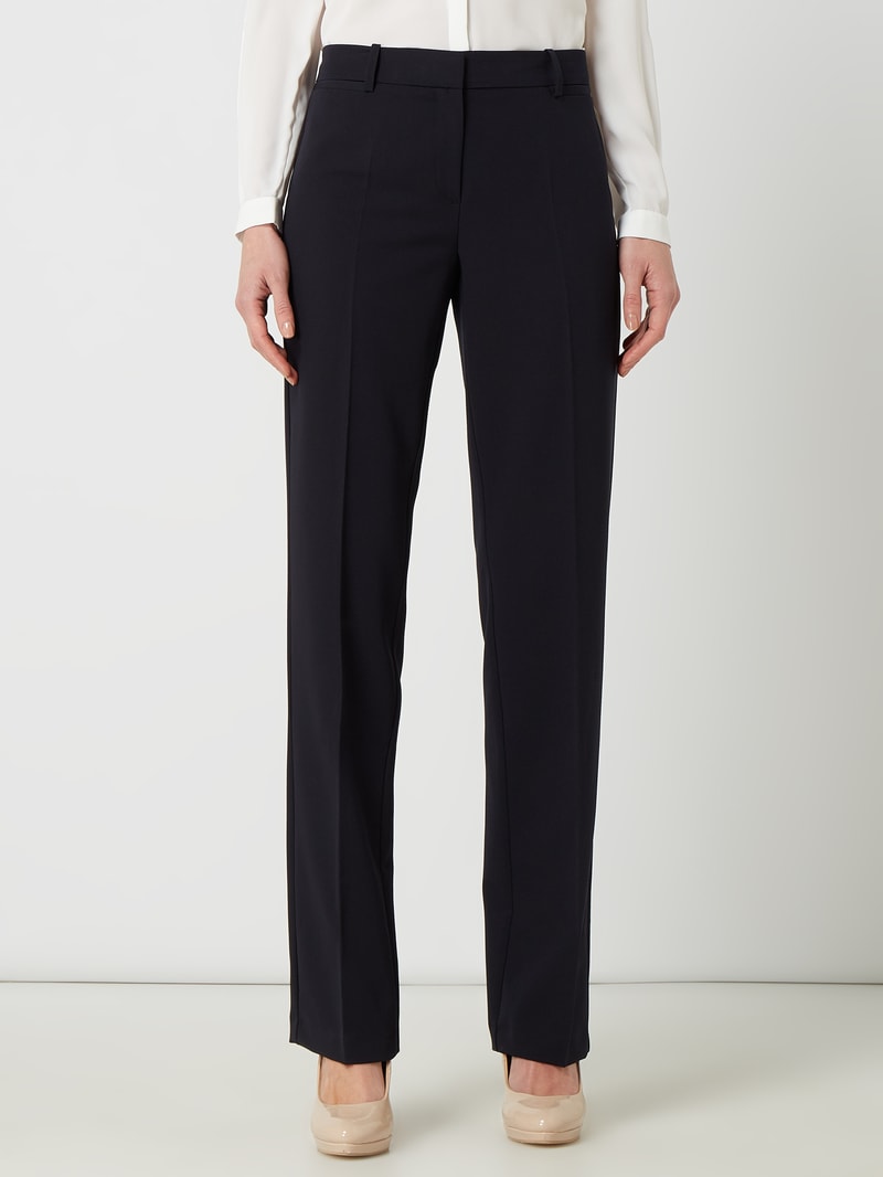Slim Fit Stoffhose mit Stretch-Anteil in marineblau