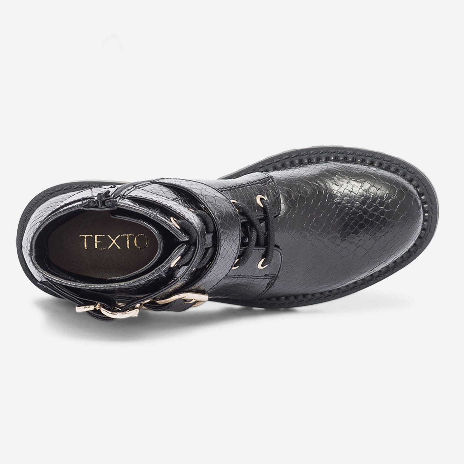 Boots à lacet TEXTO noir effet python