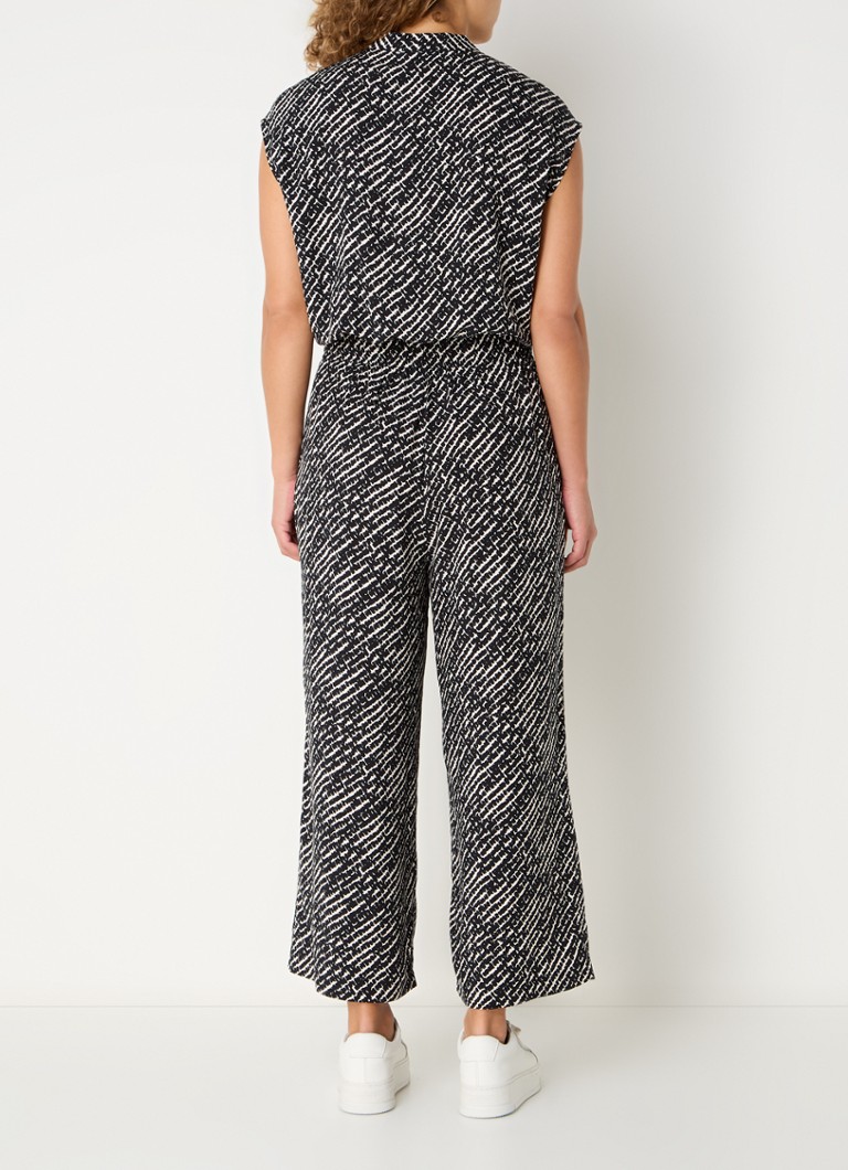 OPUS Marello loose-fit cropped jumpsuit with graphic print and patch pockets