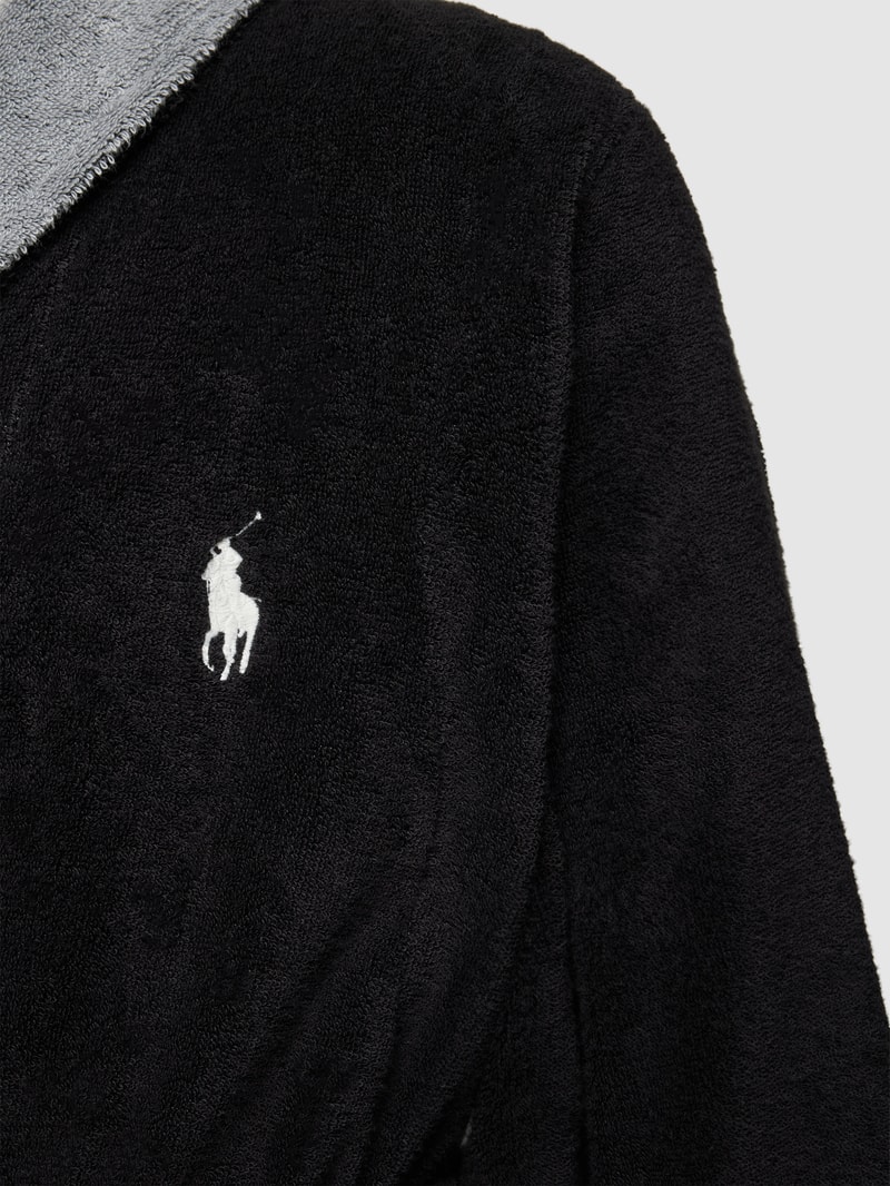 Bademantel mit Logo-Stitching in schwarz