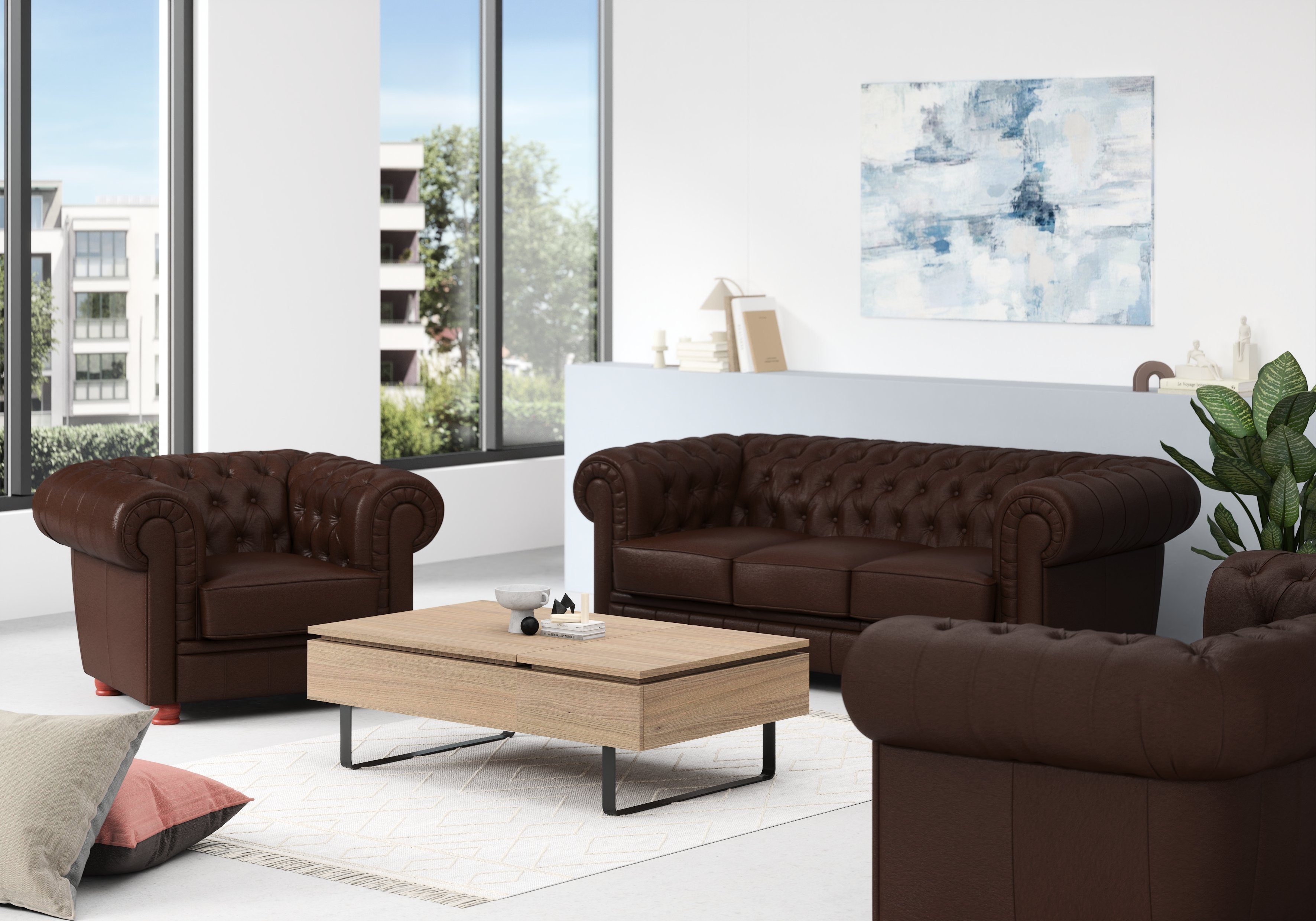 Max Winzer® Chesterfield-Sessel Kent, Sessel mit edler Knopfheftung, Breite 110 cm