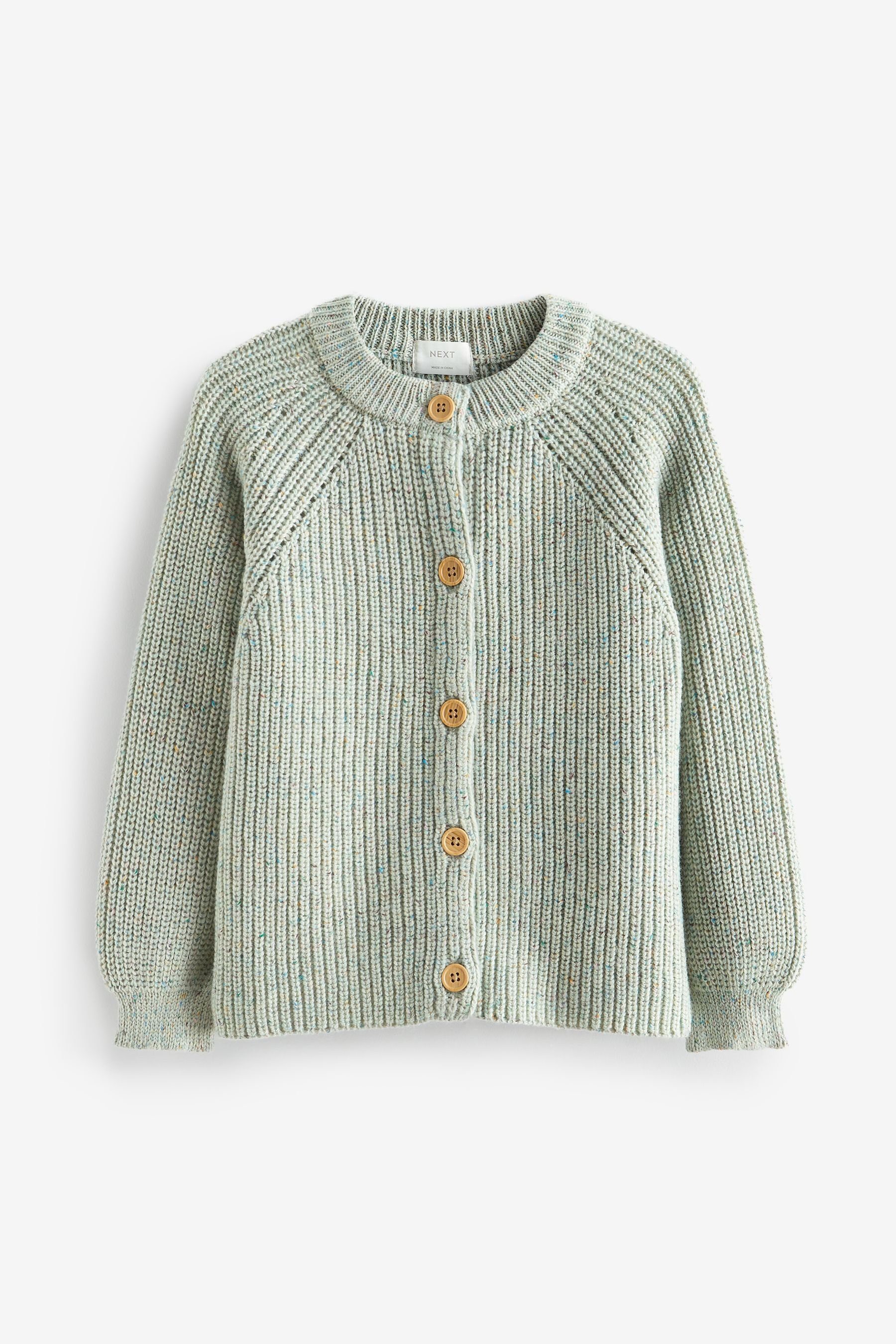 Next Strickjacke Mehrfarbige Strickjacke mit Holzknöpfen (1-tlg)