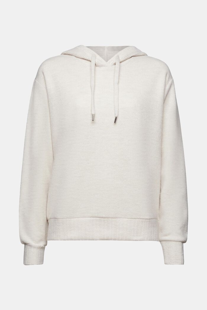 Hoodie aus weich aufgerautem Rippstrick