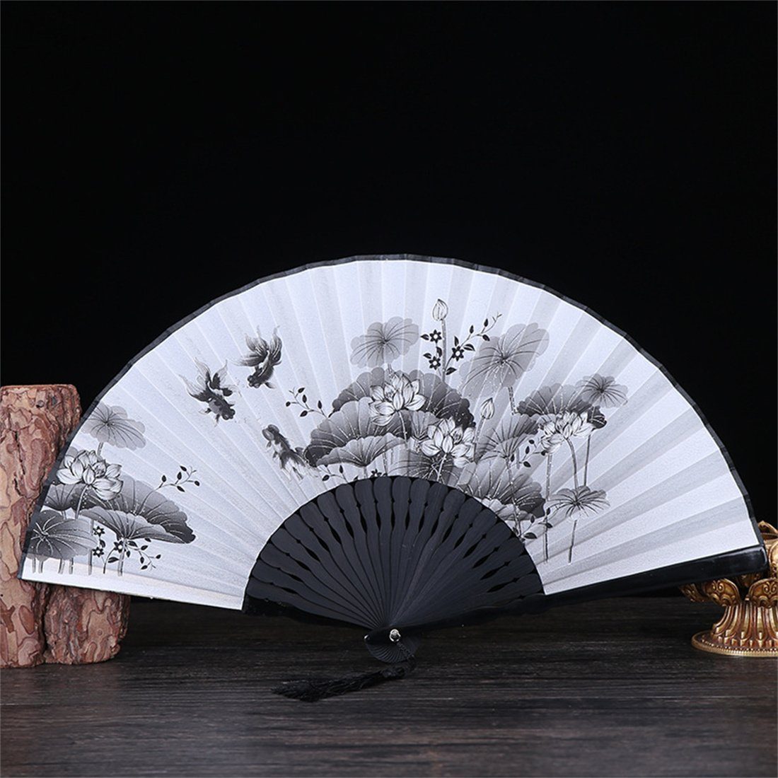 DÖRÖY Handfächer Handfächer aus Seide, Tanzfächer, klassischer Faltfächer, Geschenk