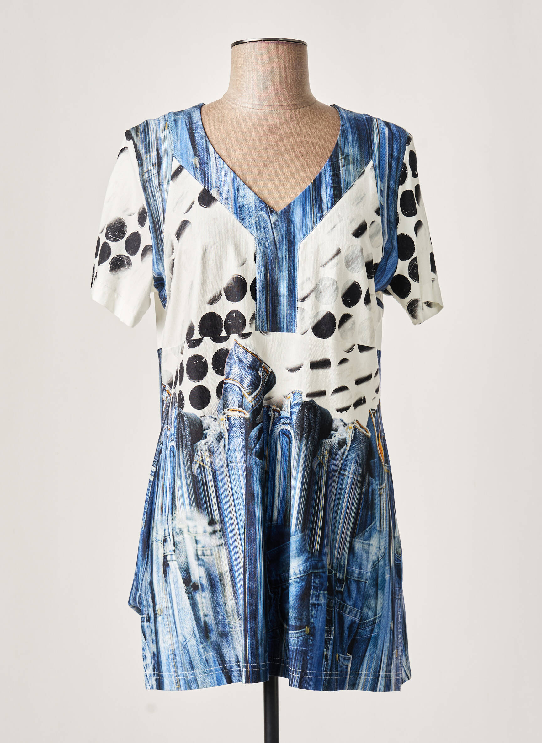 France Rivoire Tuniquemanchecourte Femme couleur bleu