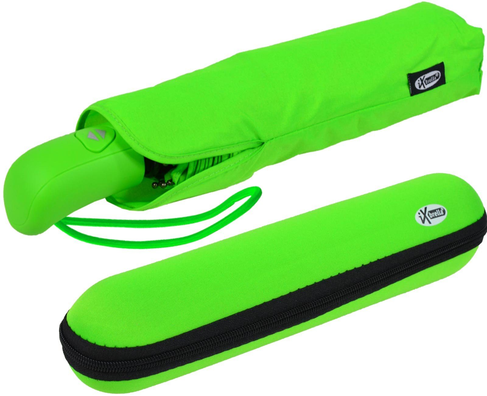 iX-brella Taschenregenschirm First Class Automatikchirm mit Etui - sturmfest, windfest