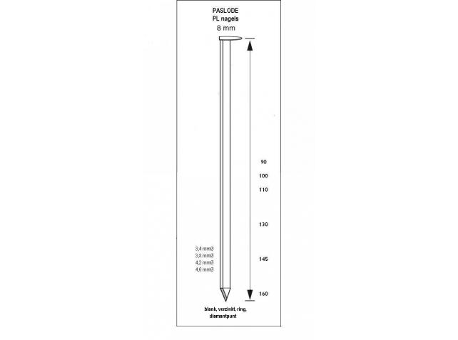 Clous à rainure ronde Paslode Fastener 140547, 3,8 x 130 mm, lisses, 1120 pièces