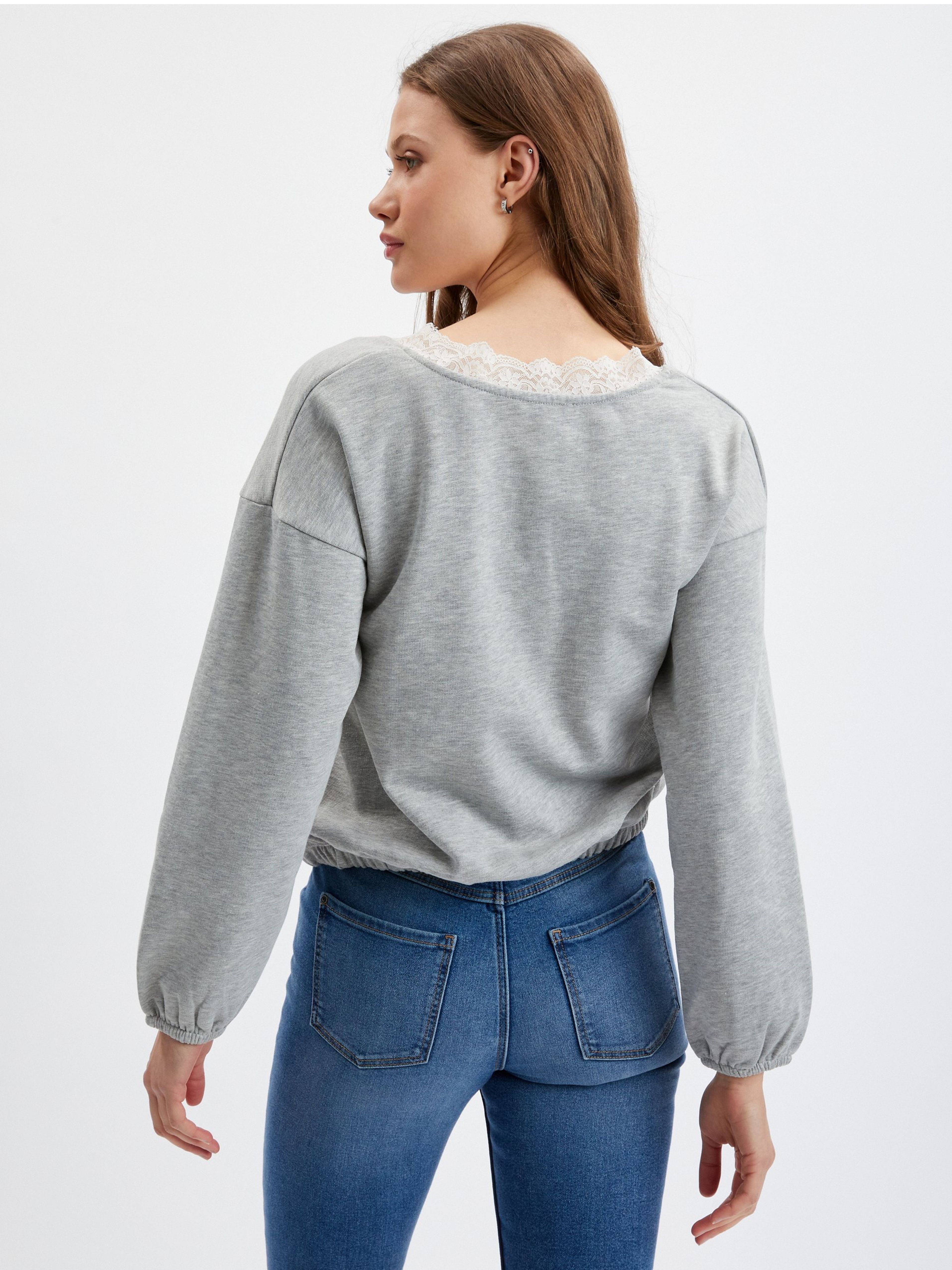 Hellgraues meliertes Damen-Sweatshirt ORSAY