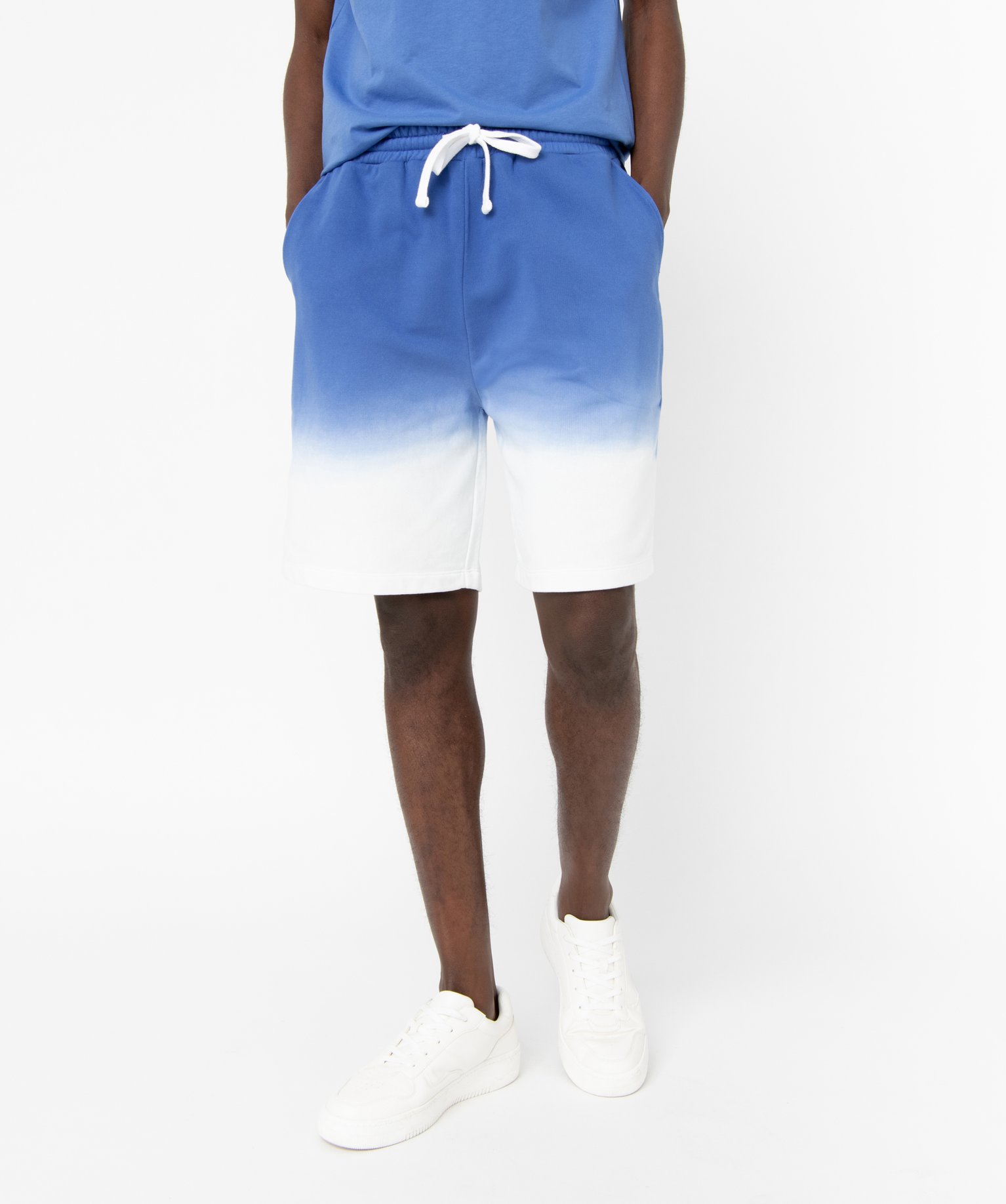 Bermuda en molleton tie-and-dye homme bleu | GEMO