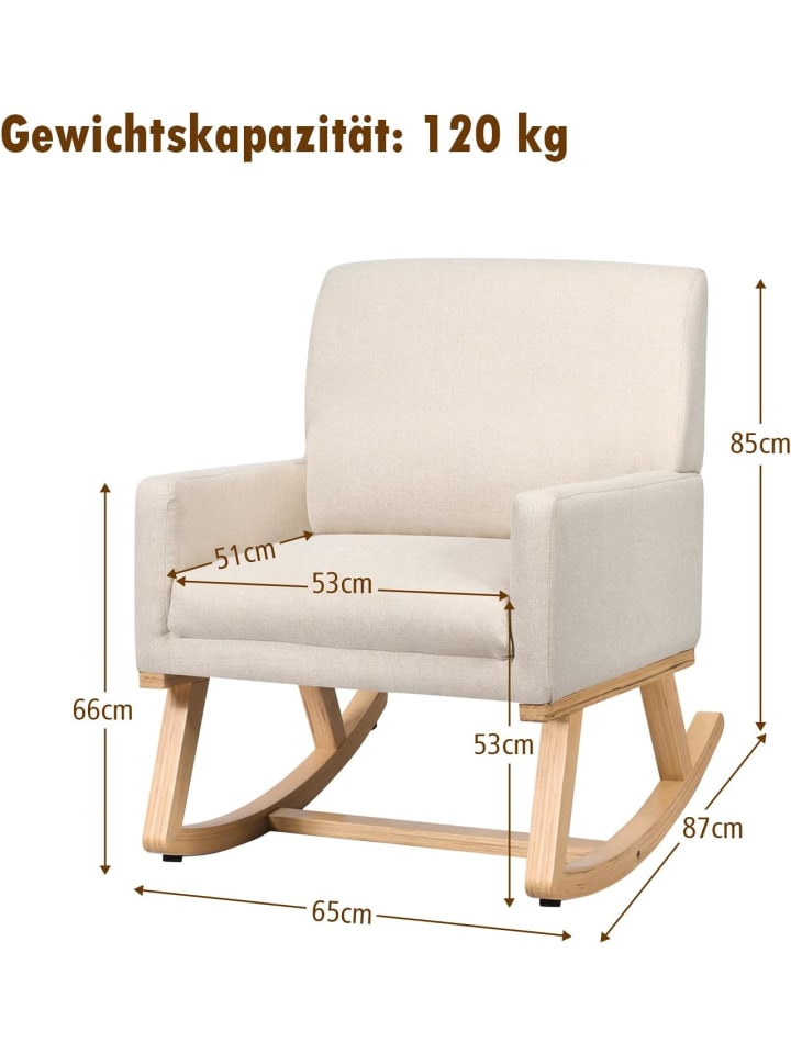 COSTWAY Schaukelstuhl in Beige günstig kaufen 85 cm