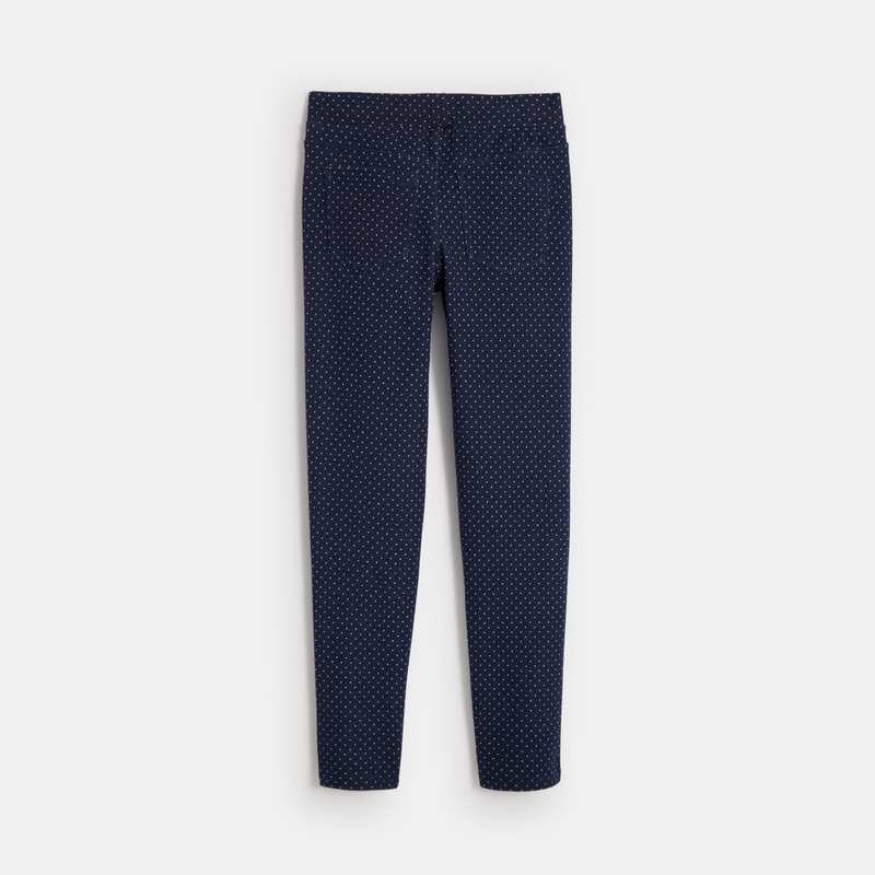 Jegging à pois en jersey milano bleu fille