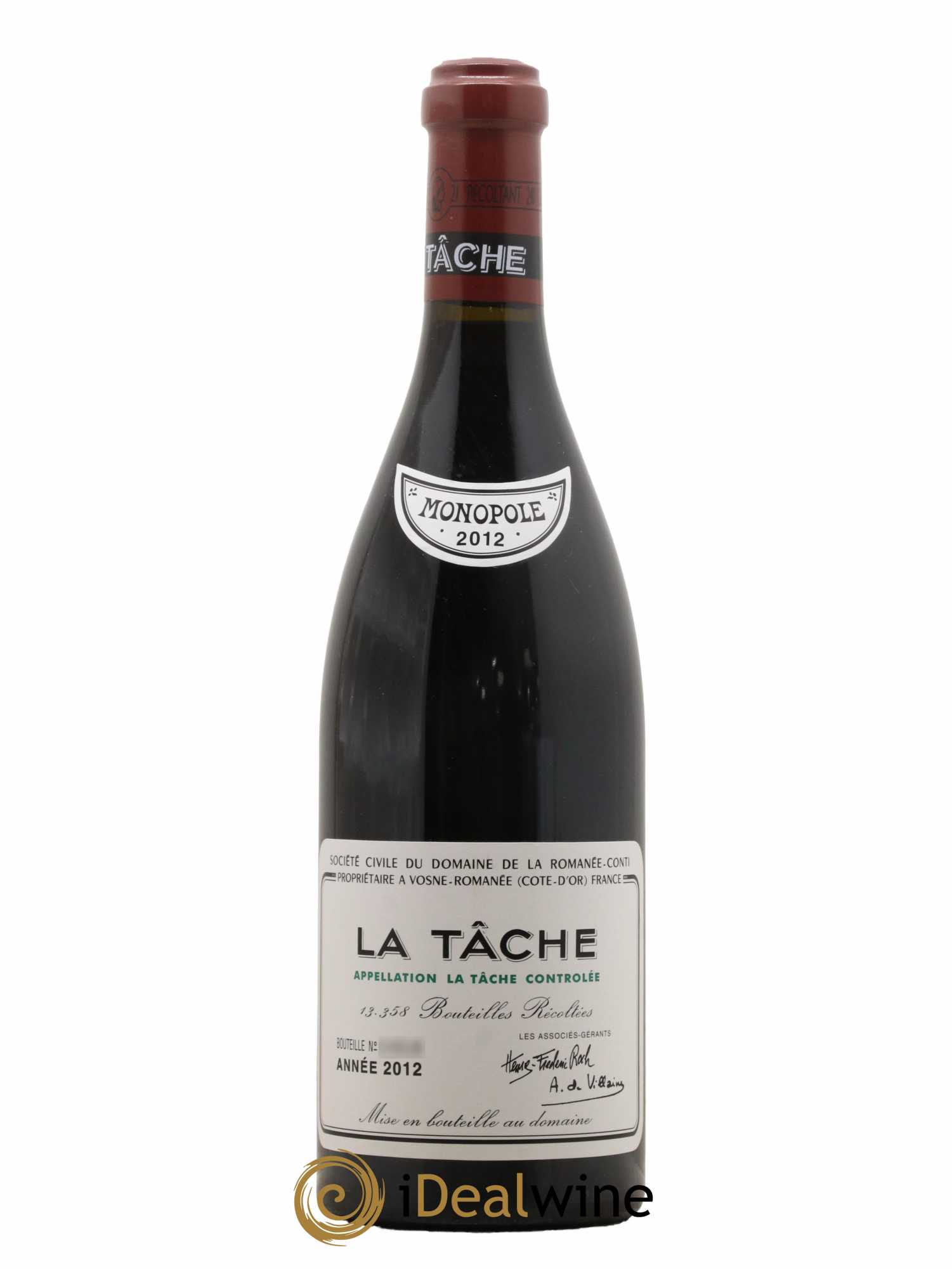 La Tâche Grand Cru Domaine de la Romanée-Conti  2012 - Lot de 1 Bouteille