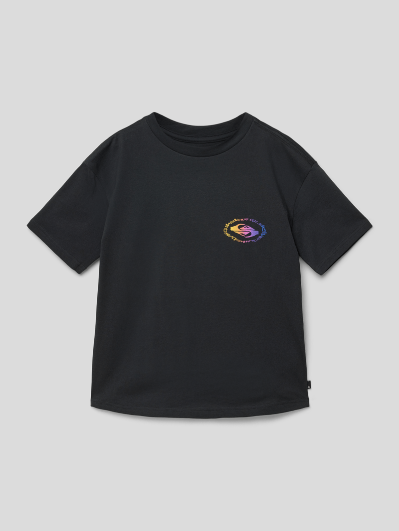 T-Shirt mit Label-Print in schwarz