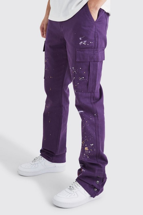 Tall Slim-Fit Cargohose mit Farbspritzern und Druckknöpfen
