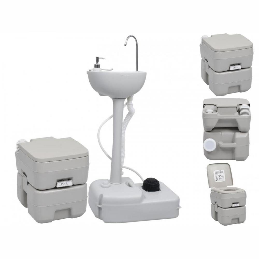 vidaXL Campingtoilette Tragbare Campingtoilette mit Waschbecken