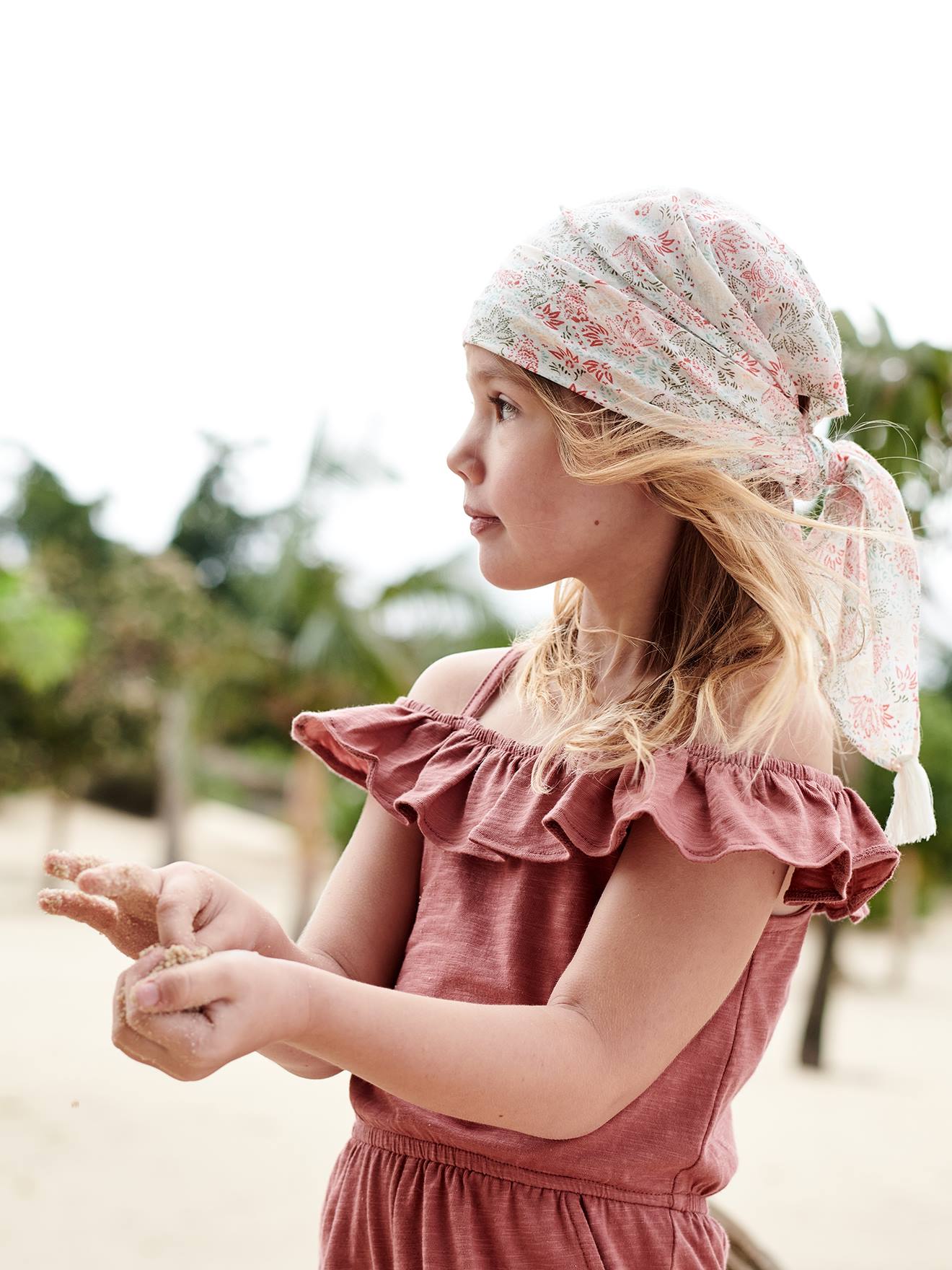 Combishort à volants fille vieux rose