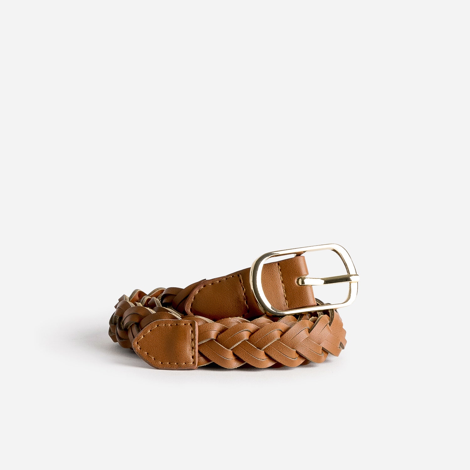Ceinture fine camel tressée