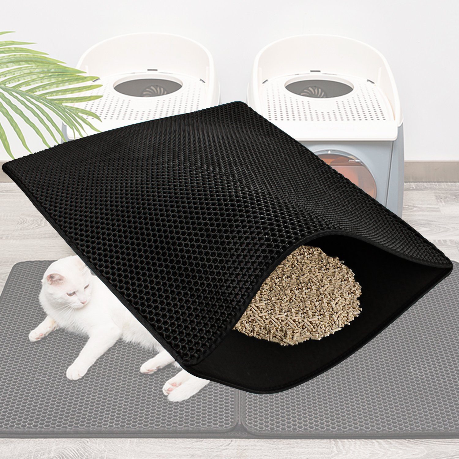 Gimisgu Katzentoilette Katzenklo Matte Waben Design Katzenstreu Matte 78 * 60 cm