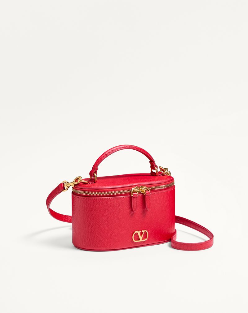 Mini Vanity Bag VLogo Signature em couro de bezerro granulado