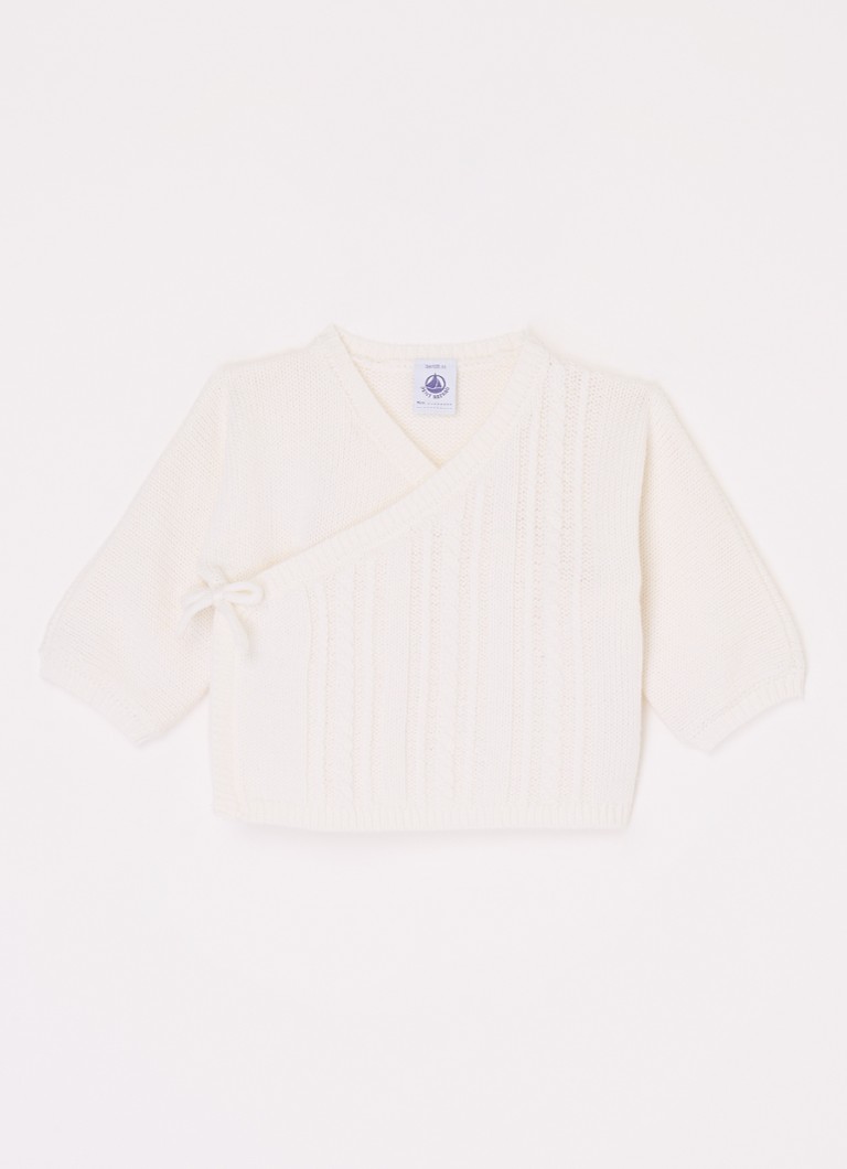 Cardigan avvolgente Petit Bateau in maglia a trecce e misto lana