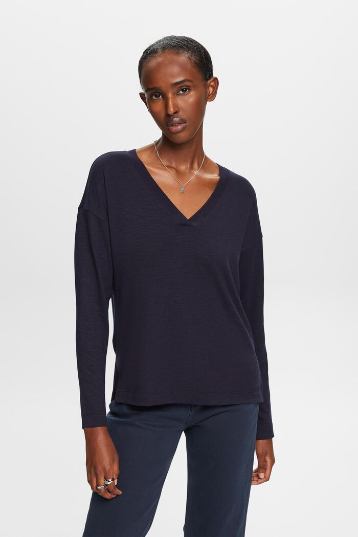 Longsleeve mit V-Ausschnitt, LENZING™ ECOVERO™