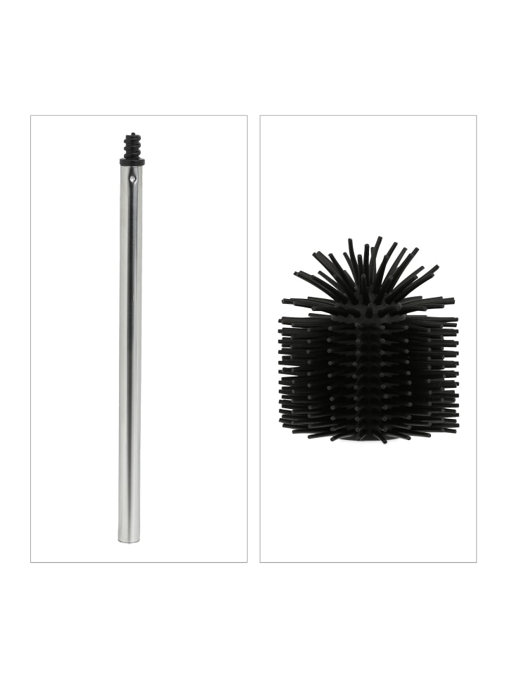 relaxdays 2x Toilettenbürste in Schwarz/ Silber günstig kaufen onesize