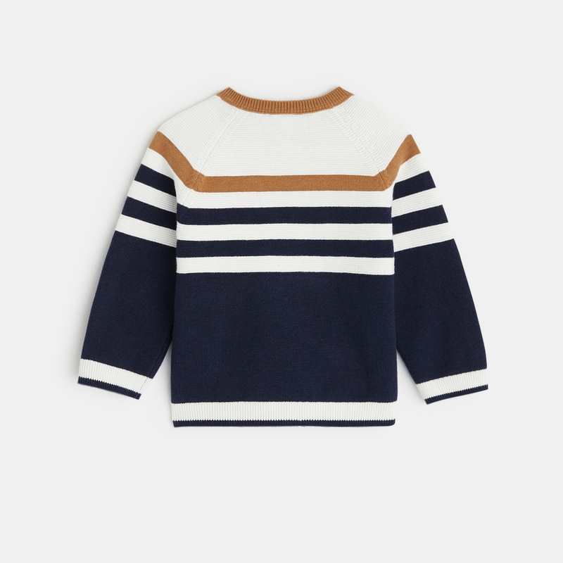 Pull tricot maille rayée bleu bébé garçon