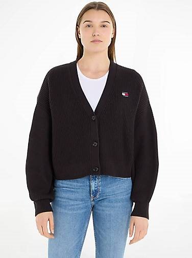 TOMMY-JEANS Damen Strickjacke TJW ESSENTIAL BADGE