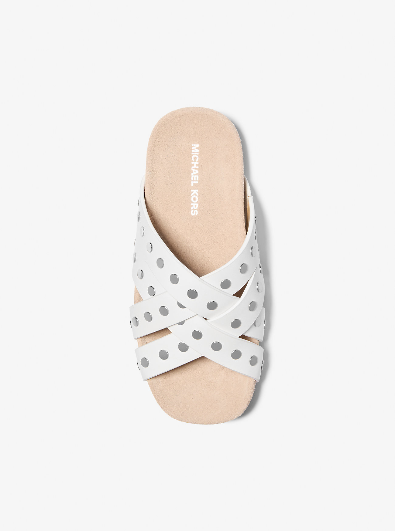 Irene flate sandaler i skinn med nagler – OPTIC WHITE