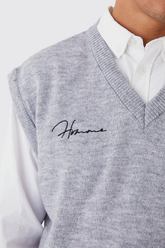 Geripptes Oversize Homme Strick-Tanktop