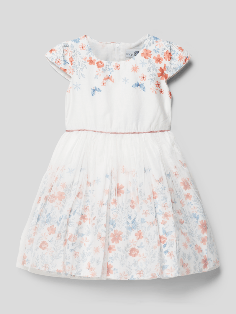 Kleid mit Rundhalsausschnitt in weiß