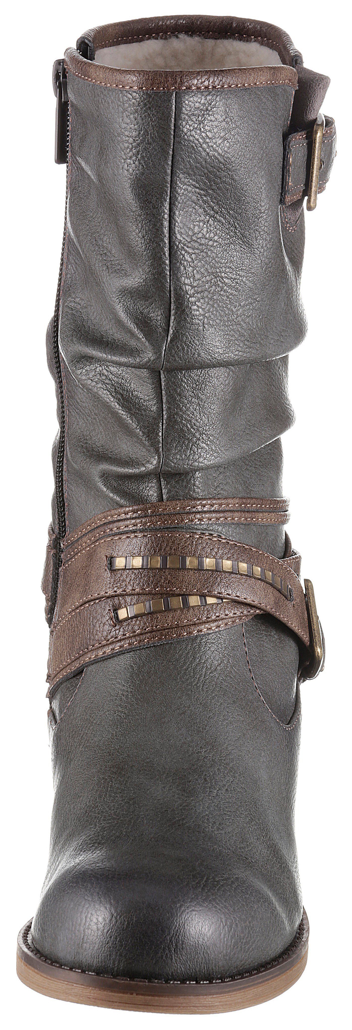 Mustang Shoes Winterstiefel mit Zierschnallen am slouchy Schaft