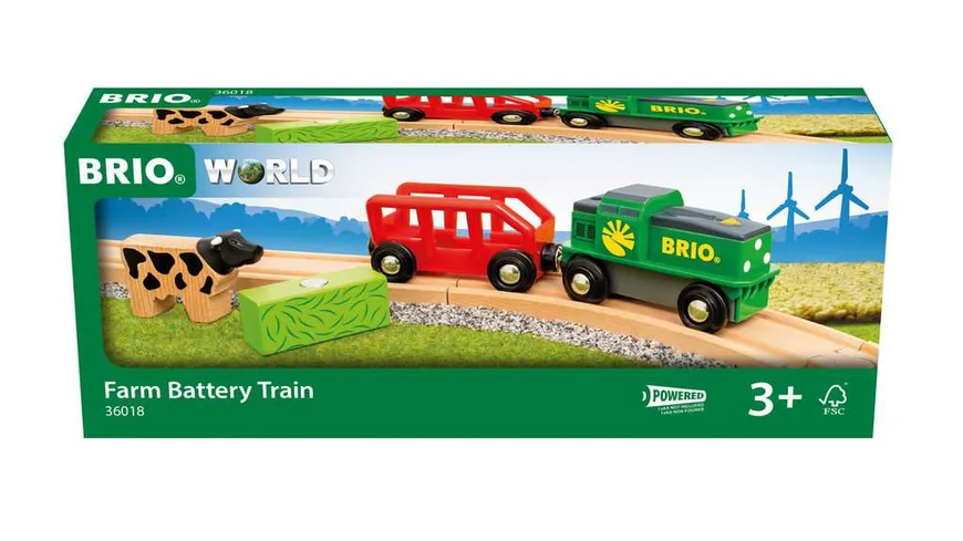 BRIO Bahn - 36018 Bauernhof-Batteriezug, Batteriebetriebene Spielzeuglok