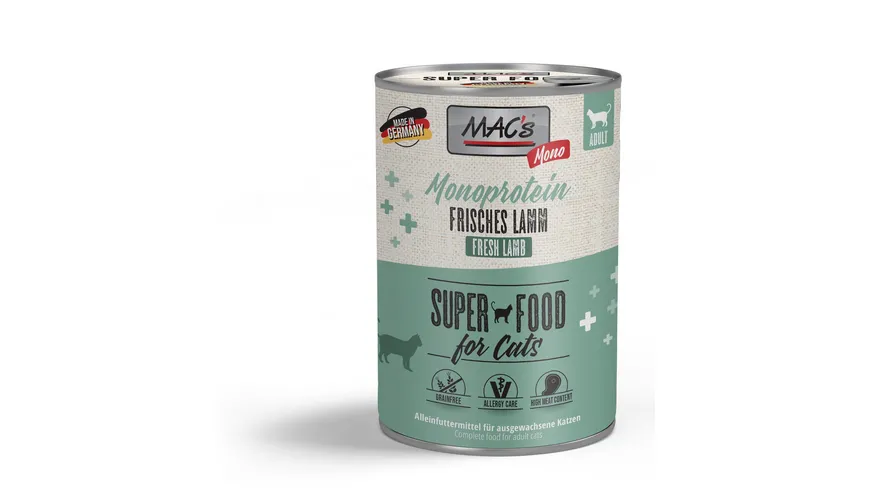 MAC's CAT Katzennassfutter Monoprotein Frisches Lamm 400 g