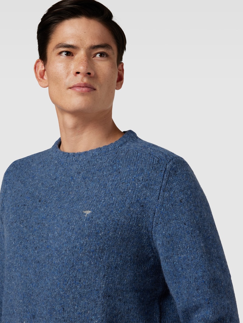 Strickpullover in Melange-Optik Modell 'Donegal' in blau meliert