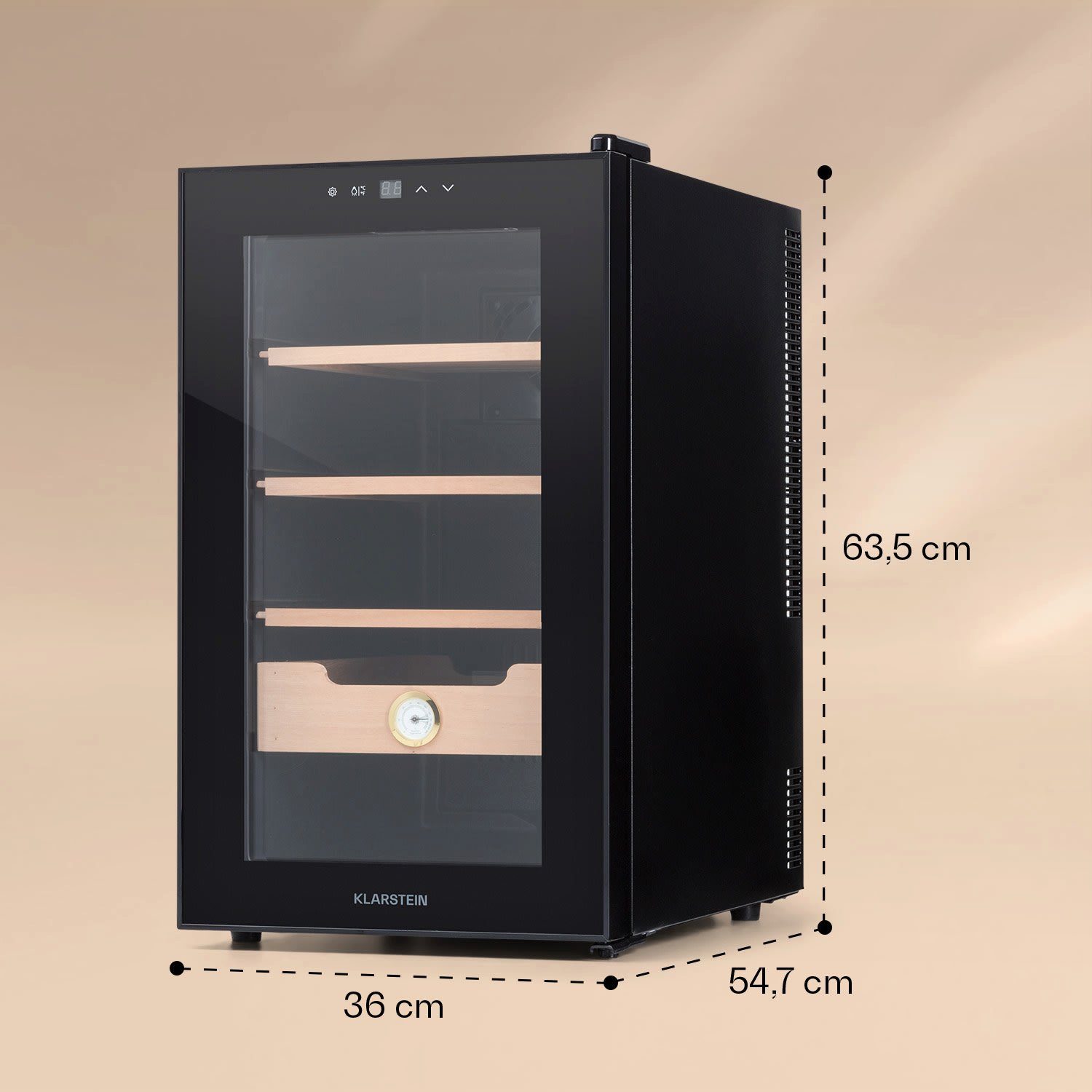 Klarstein Humidor HEA-Senator50-BLK, Humidor Zigarre Humidor Befeuchter elektrisch Humidor Schrank