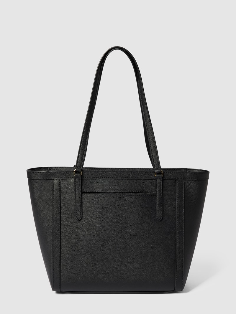 Tote Bag aus Leder mit Label-Applikation Modell 'CLARE' in schwarz