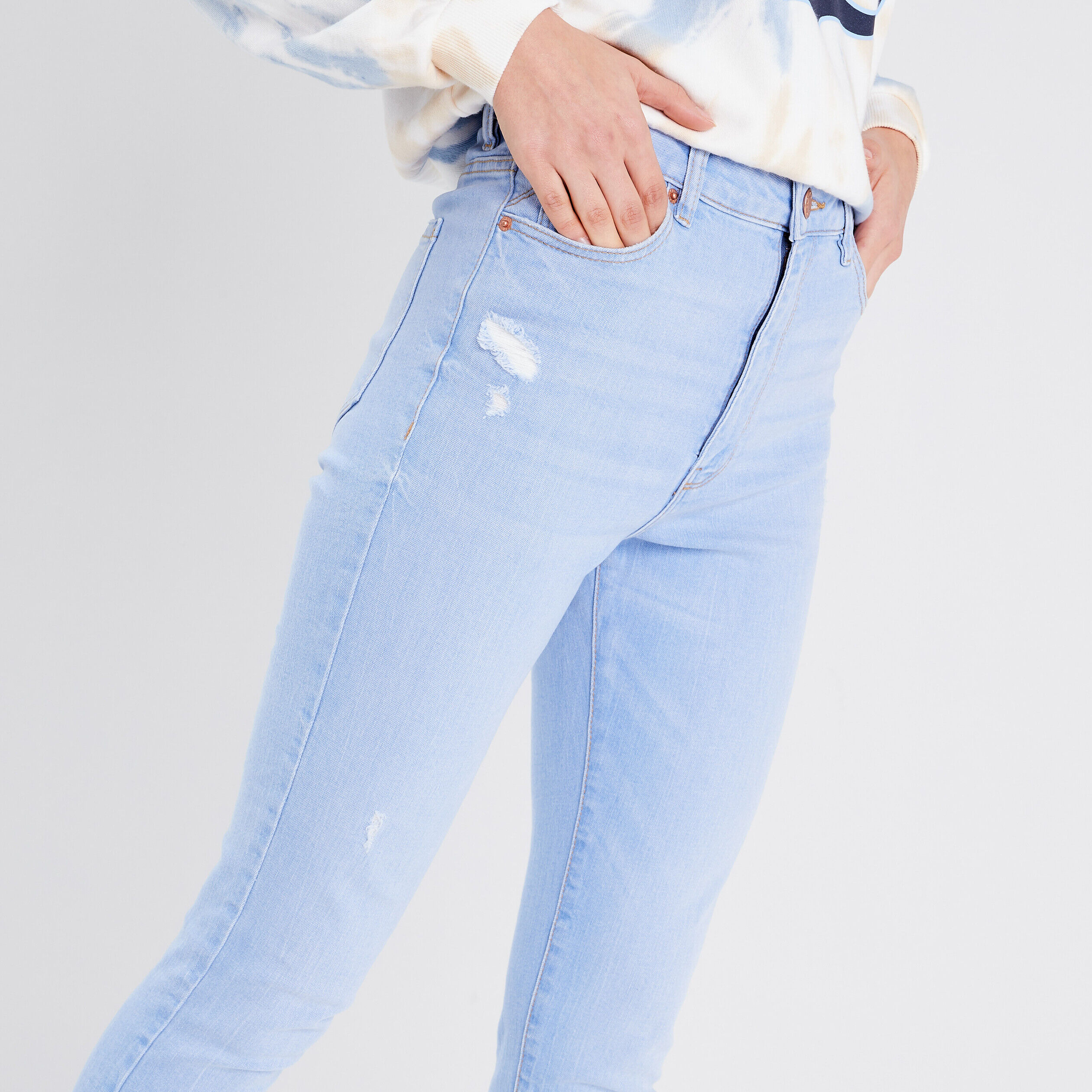 Jeans skinny taille haute denim baby bleu femme | Cache Cache