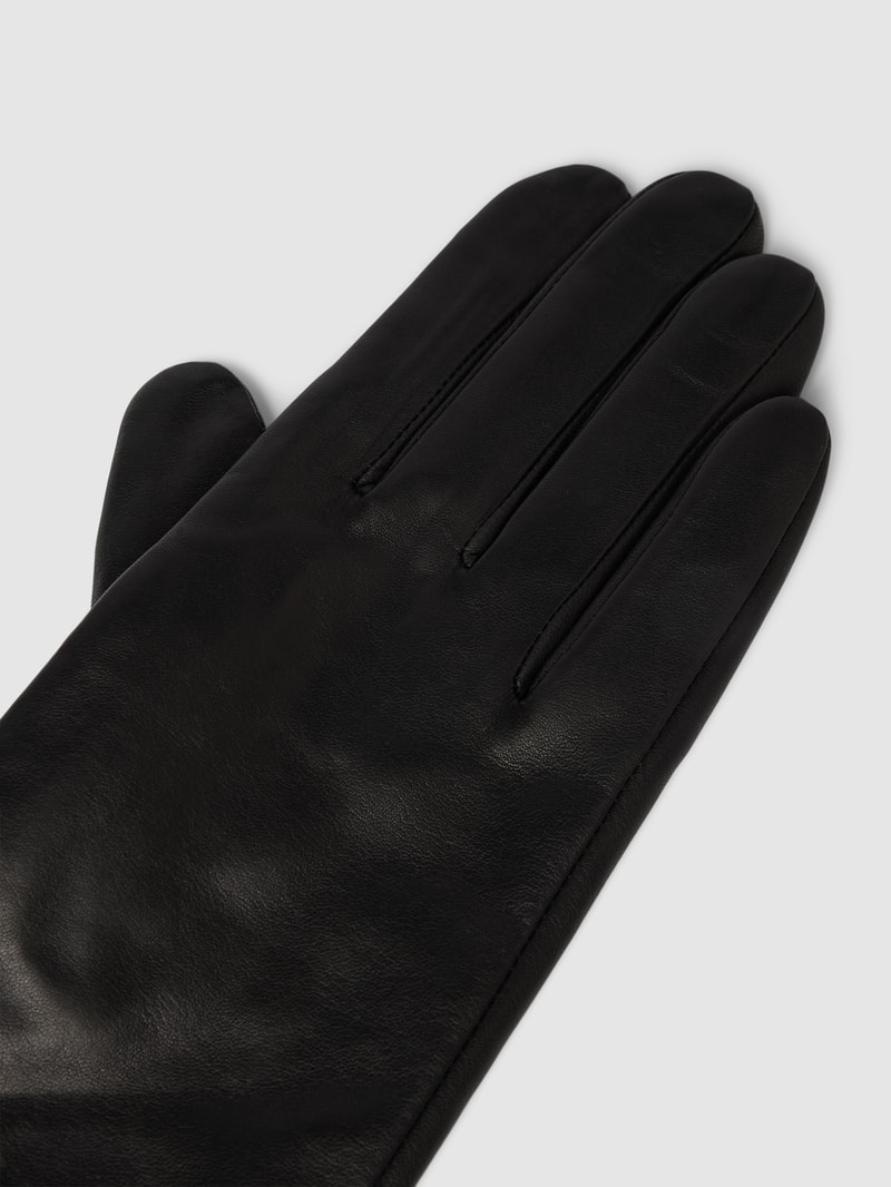 Lederhandschuhe mit Label-Detail Modell 'Essential Flag' in schwarz