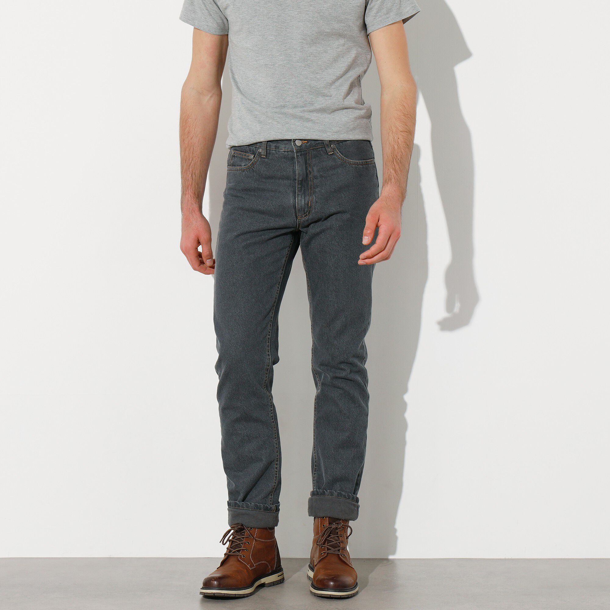 Jean droit 5 poches doublé flanelle chaude