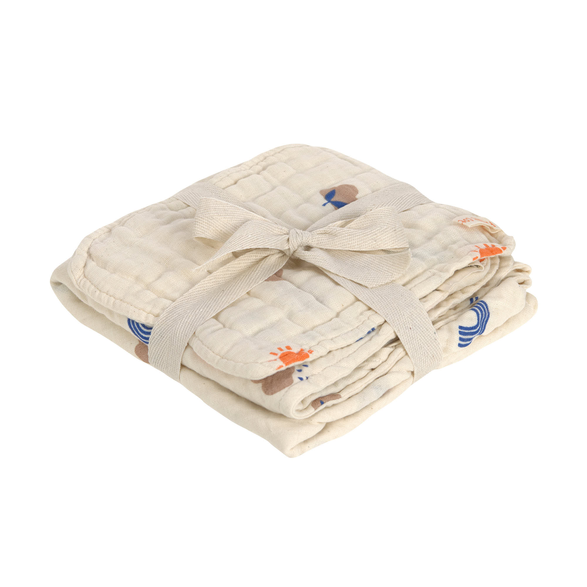 Musselin Set (Kapuzenhandtuch + Waschhandschuhe) - Nature, Beige