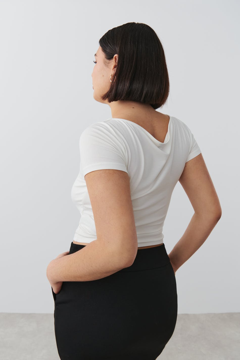 Soft touch cropped boatneck top