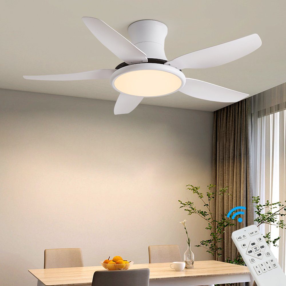 Euroton Deckenventilator Deckenventilator LED Beleuchtung 6 Geschwindigkeiten timer 2 Stunden