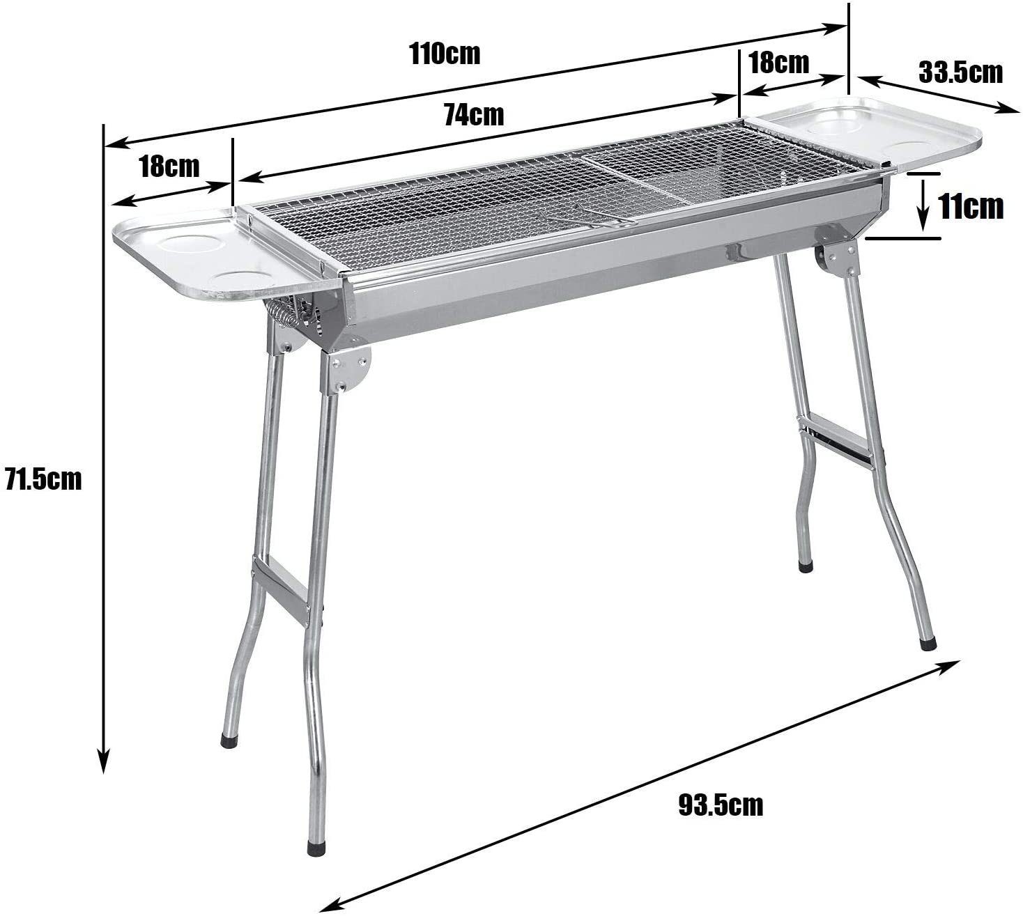 SunJas Holzkohlegrill CA-12, Tragbar, Klappgrill, mit 2 Stück Grillrost Standgrill,Edelstahl Klappgrill,BBQ Standgrill Tragbar Camping Grill