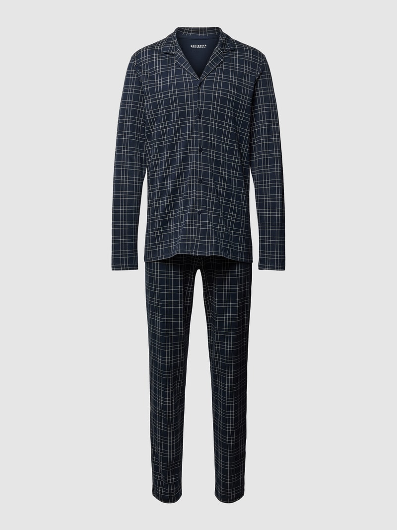 Pyjama mit Tartan-Muster in marineblau