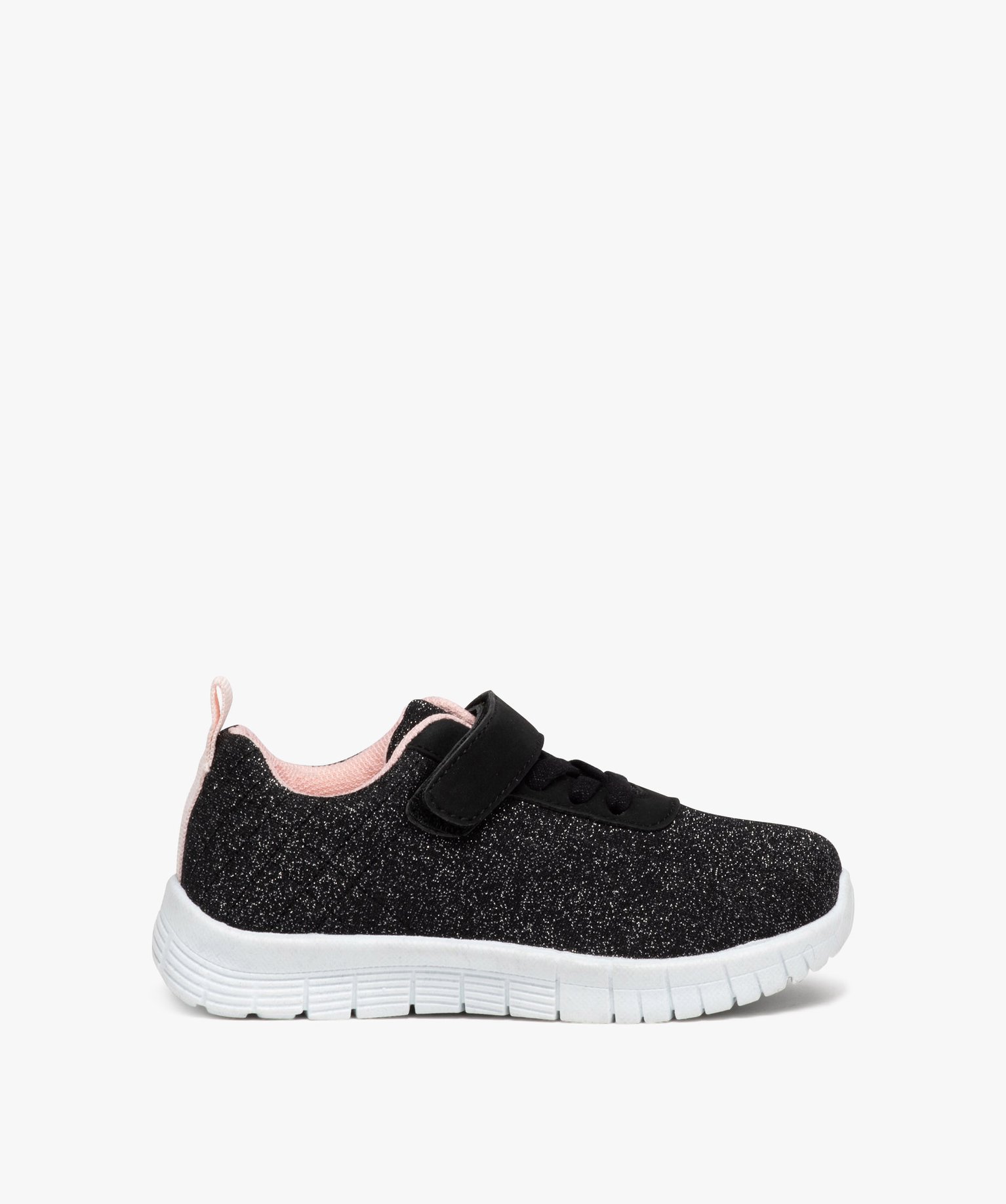 Baskets fille en toile pailletée avec scratch noir | GEMO