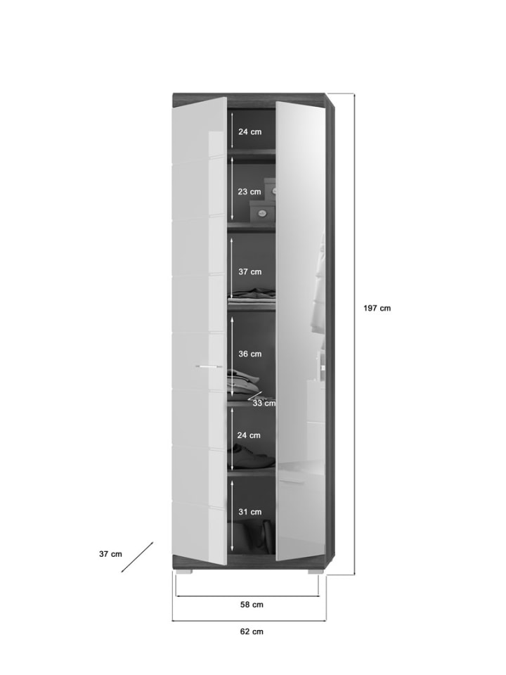 ebuy24 Garderobenaufstellung Scout Grau 167 x 40 cm günstig kaufen onesize