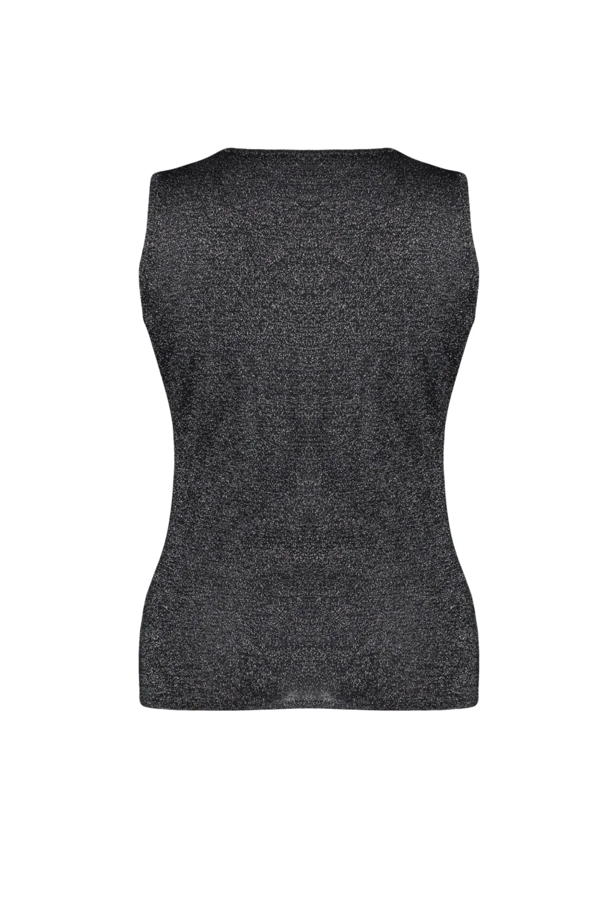 Trendyol Curve  Schwarze, figurbetonte, dünne, glänzende Strickbluse TBSSS23AF00019