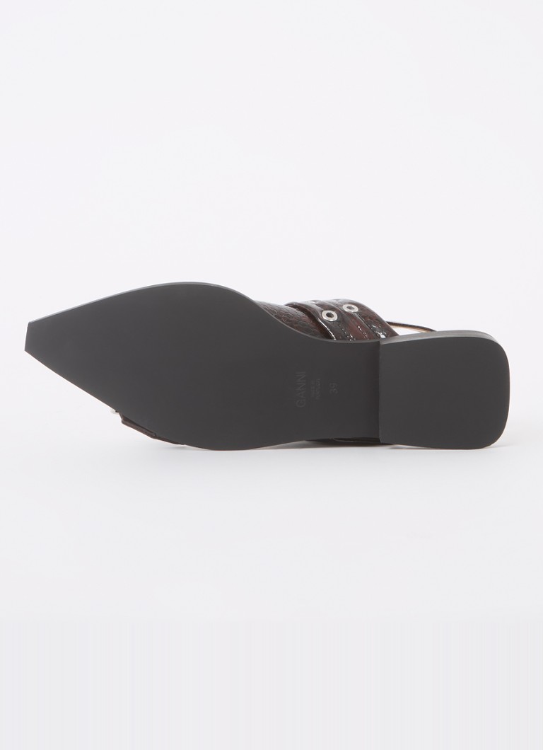 Ganni leather slingback with snakeskin print
