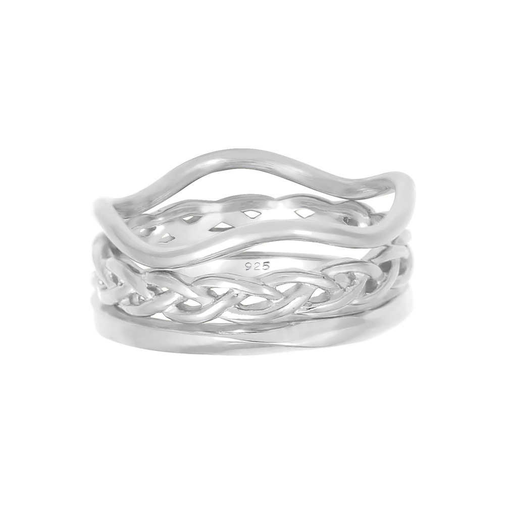 Elli Elli Bague Ensemble Vague Tressé Minimale Bague Femme - (925/1000) Argent Bague